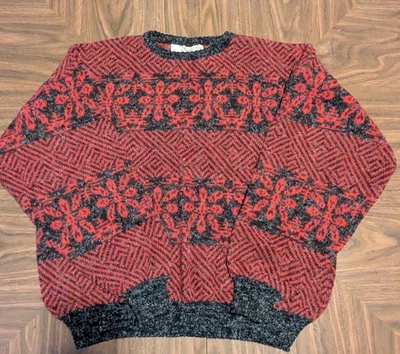 Suéter rojo y negro difuso vintage años 80 para hombre hecho en Italia Foto 1 de 4