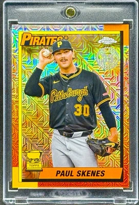 Paul Skenes RARO NOVATO TAZA MOJO REFRACTOR CROMO TARJETA DE INVERSIÓN PIRATAS COMO NUEVO Foto 1 de 2