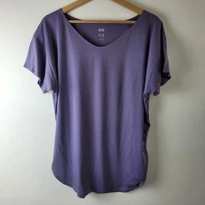 Uniqlo Airism Women Size S Purple Stretch Top Short Sleeve Sport Casual Fitness - Picture 1 of 11