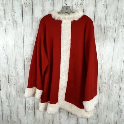 Костюм Санта-Клауса с отделкой из искусственного меха один размер рубиновая фланель - только топ - Изображение 1 из 4