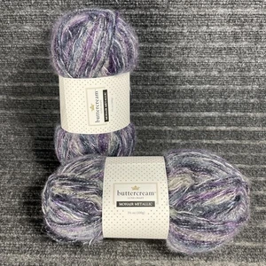 (2) Buttercream Luxe Craft Mohair Metallic Yarn Purple Blue & Silver Skein Lot - Picture 1 of 3