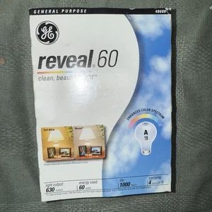 GE Reveal 60 Watt Light Bulbs Appliance Vintage Lamp Pack of 4 Bulbs New In Box - Picture 1 of 4