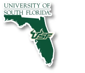 South Florida Bulls 4-Inch State Shape NCAA Vinyl Decal Sticker - Afbeelding 1 van 1