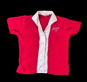Camisa de boliche vintage para mujer pequeña roja años 60 bordada Jean - Imagen 1 de 5