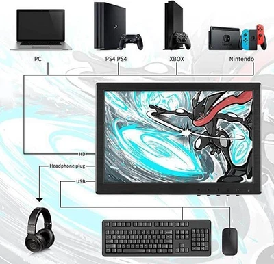 10.1'' Surveillance Monitor HDMI VGA USB AV LCD Screen for PC/TV/Security System - Image 1 of 4