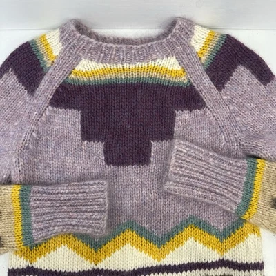 Suéter J Crew Raro Tejido Grueso Intarsia Lana Mohair Mezcla Alpaca Suroeste S Foto 1 de 4