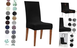 Stretch Spandex Dining Room Chair Covers ?Set of 2 Universal Removable - Picture 1 of 8