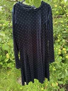 Girls Marks And Spencer Navy & Gold Polkadot Dress Age 12-13 - Picture 1 of 3