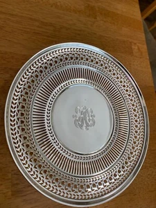 Watson Sterling Silver 4559 8.75” Pierced Plate Footed Mono JC Beautiful 230gms - Picture 1 of 9
