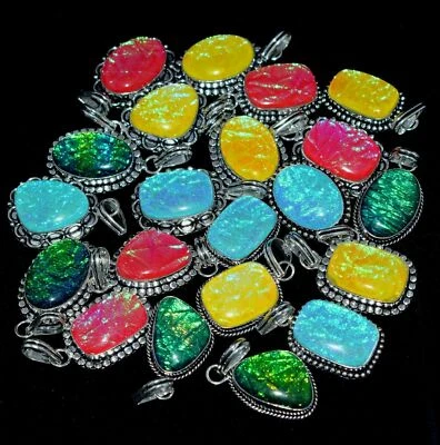 10pcs Australian Triplet Opal Gemstone Pendant 925 Sterling Silver Overlay wh-30 - Image 1 of 2