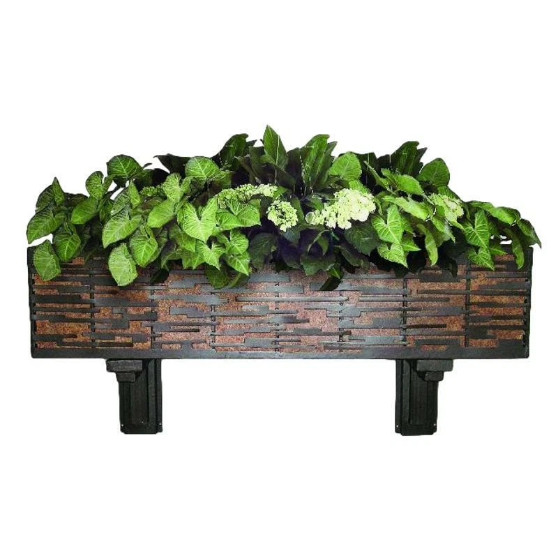 Elegante jardinera de pared de metal bronce diseño geométrico flor interior exterior Foto 1 de 1