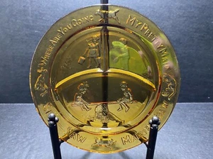 Amber Glass Nursery Rhymes Child's Divided Plate See Saw Margery Daw - Picture 1 of 7