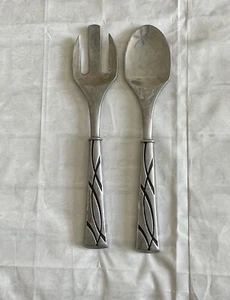 "Juego de servir tenedor cuchara hueca Lenox Vibe ornamentado acero inoxidable 13"" A190" - Imagen 1 de 5