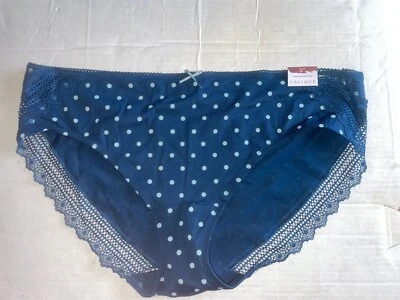 Bragas Lane Bryant Cacique 18/20 Azul Poka Dot Elastizadas Hipster Borde de Encaje Foto 1 de 4