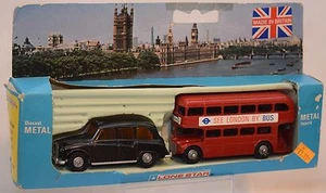 1984 Lone Star 1/50 London Taxi Cab & Double Decker Bus Die-Cast Set #1248 MIB - Picture 1 of 3