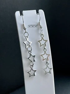 SALE Christmas Star Earrings Long Dangle Dangly Festive Xmas Jewellery - Picture 1 of 3