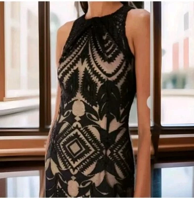 Vestido de fiesta Coast talla 14 negro brillo clemencia cuello alto noche dobladillo vieira Foto 1 de 4