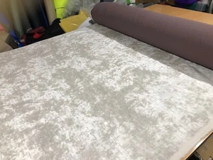 QUALITY PALE CREAM TEXTURED VELVET UPHOLSTERY CURTAIN CUSHION FABRIC MATERIAL - Picture 1 of 7