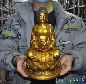 11.2" Tibetan Buddhism temple brass Sakyamuni Shakyamuni Medicine Buddha statue - Picture 1 of 10
