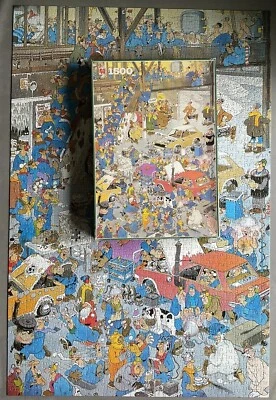 Jan Van Haasteren “The Assembly Line” 1500 Piece Jigsaw Puzzle, Jumbo Incomplete - image 1 of 4