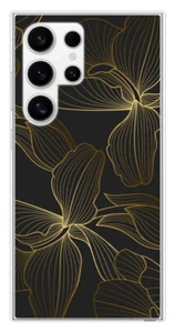 Coque en silicone imprimée compatible Samsung Galaxy S24 Ultra Golden flowers - Photo 1 sur 3