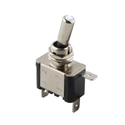 SEKI Kippschalter Metall LED beleuchtet weiss 12V 20A Ein/Aus 1-polig KFZ Boot