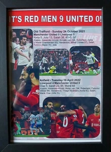Liverpool 9 Man Utd 0 - Doppio Premier League - stampa incorniciata - Foto 1 di 2