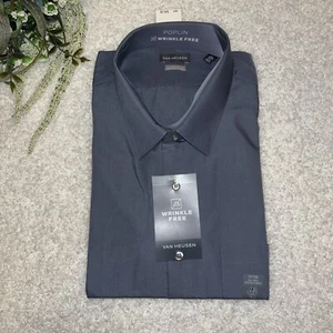 Van Heusen Herren Fitted / Full Chest Langarm Hemd 2XL 18,5 - 34/33 Grau - Bild 1 von 4