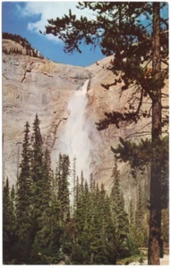 Takakkaw Falls, Yoho National Park, BC, Vintage Byron Harmon Chrome Postcard - Picture 1 of 2