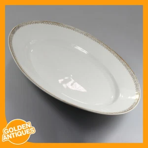 Vintage alt Weißgold Porzellan China oval Ei Fisch Servierschale Platte Teller - Bild 1 von 5