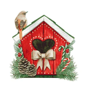 Christmas Holiday Birdhouse Wild Birds Counted Cross Stitch Pattern Pixel Art - Picture 1 of 4