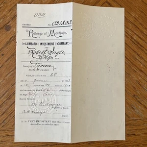 1895 Release of Mortgage Kiowa Kansas Document - Picture 1 of 11