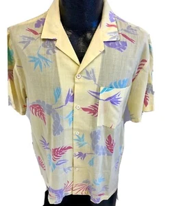 Vtg 80's Marina California Yellow Pink Floral Rayon Blend Hawaiian SURFER Shirt - Picture 1 of 6