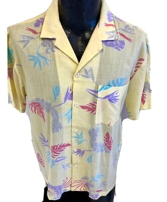 Vtg 80's Marina California Yellow Pink Floral Rayon Blend Hawaiian SURFER Shirt - Image 1 of 4