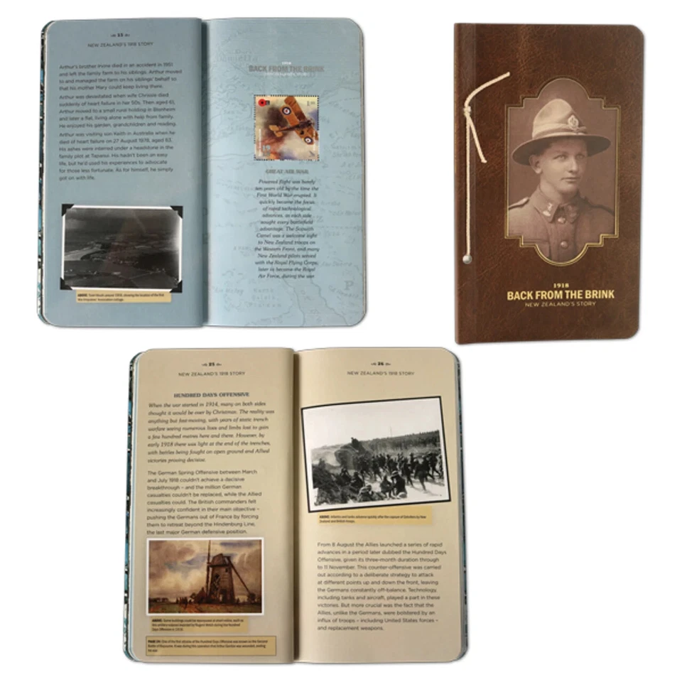 Nueva Zelanda 2019 Primera Guerra Mundial 1918 Back from the Brink hoja folleto Foto 1 de 1