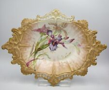 Antique Royal Doulton Burslem Hand Painted Iris Center Piece / Serving Dish