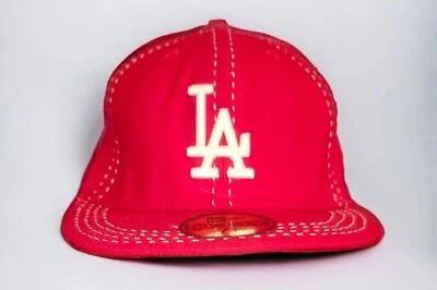 LOS ANGELES DODGERS New Era Red 59FIFTY Fitted Hat Size 7 3/4 - Image 1 of 4