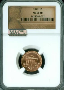 2012 LINCOLN CENT SHIELD NGC MS67 RED PQ 2ND FINEST REGISTRY MAC SPOTLESS * - Picture 1 of 4