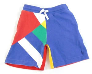 Polo Ralph Lauren Shorts Boys 5 Color Block Abstract Print 90s Drawstring Sweats - Picture 1 of 10