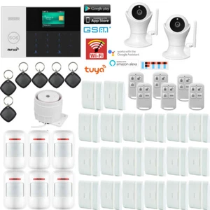T13 Tuya Alexa APP WiFi GSM GPRS Wireless Home Security Alarm System+2 HD Camera - Picture 1 of 12