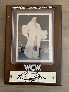 RIC FLAIR "The Nature Boy"  Autographed Card And Plaque. Two Autographs!!! WCW
