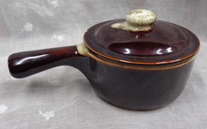 Vtg PFALTZGRAFF USA Brown Drip Handled Covered Soup Chili Bowl w/ Lid 7.25" L - Picture 1 of 9