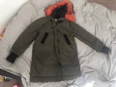 Olive Green Womens Small Kenzo Long Parka Fur-trimmed - Image 1 of 4