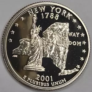 2001 S QUARTER GEM PROOF DCAM NEW YORK STATE - CN-CLAD - Picture 1 of 5