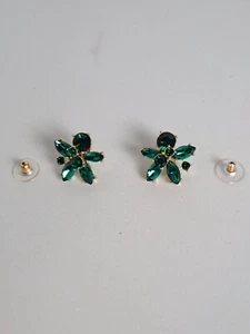 J. CREW Green Crystal Burst Pierced Earrings- New- NoTags - Picture 1 of 5