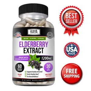 Sambucus Black Elderberry 1200mg 60ct Daily Immune Support and Antioxidants - Picture 1 of 15