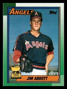 1990 Topps Jim Abbott RC All-Star Rookie Gold Cup Trophy 2nd Year #675 Mint