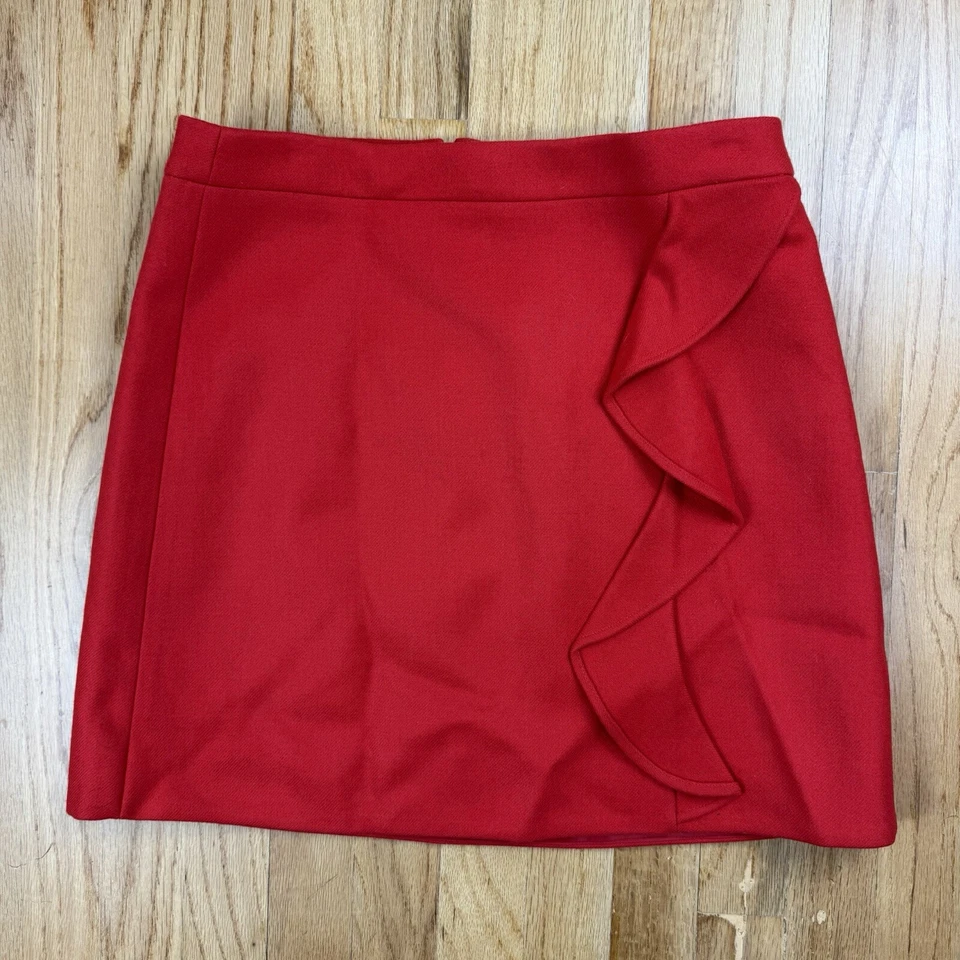 JCREW Ruffle mini skirt in double-serge wool Black Sz 4 G9148