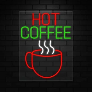 Letrero de café caliente para pantallas de negocios | LED Flex Neon | 24"W x 31"H x 1"D - Imagen 1 de 5