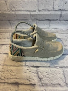 Hey Dude Wendy Funk mocassino in lana da donna taglia 7 rifiniture in pelliccia sintetica beige comodo - Foto 1 di 12